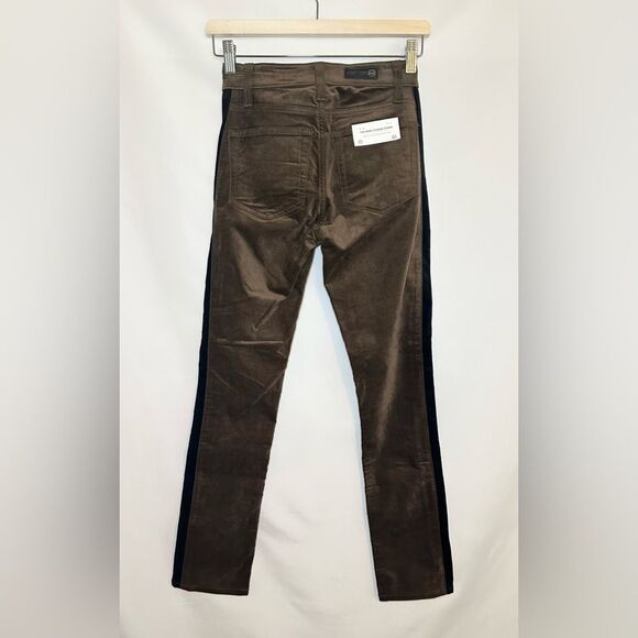 Adriano Goldschmied Mari Tuxedo Stripe Straight Brown Black Pants Women's 25 NWT - Picture 3 of 12